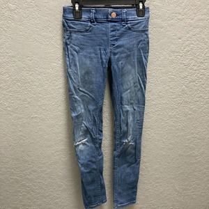 Abercrombie Girls Distressed Jeans 11/12 slim Pull-On Jean Leggings Light Blue